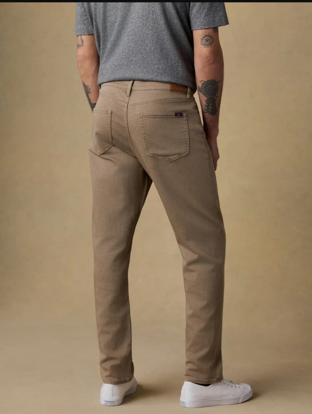 Faherty Stretch Terry 5-Pocket Athletic Fit Pant - Desert Khaki - Picture 2 of 6